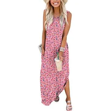 ANRABESS Women Casual Loose Sundress Sleeveless Split Maxi Long Beach Shirt Dress Travel Vacation 20...