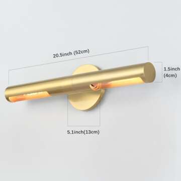 Pirxxiy 2 Lights Brass Bathroom Vanity Light Fixtures, Modern Metal Shade Wall Sconce, Bathroom Scon...