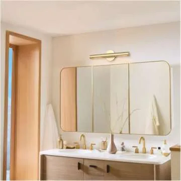 Pirxxiy 2 Lights Brass Bathroom Vanity Light Fixtures, Modern Metal Shade Wall Sconce, Bathroom Sconces Wall Lighting, Room Decor Picture Light, Wall Lights for Mirror, Living Room, Hallway