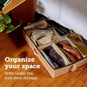 storageLAB Slim Under Bed Storage Containers, Closet Organizers with Sturdy Handles for Clothes, Com...