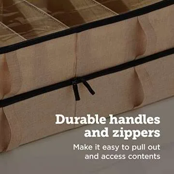 storageLAB Slim Under Bed Storage Containers, Closet Organizers with Sturdy Handles for Clothes, Comforters, and Accessories, Use Under or at the End of the Bed - 2 Pack, Slim, Beige