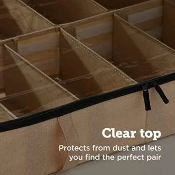 storageLAB Slim Under Bed Storage Containers, Closet Organizers with Sturdy Handles for Clothes, Comforters, and Accessories, Use Under or at the End of the Bed - 2 Pack, Slim, Beige