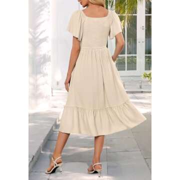 MEROKEETY Summer Flutter Midi Dress for Women