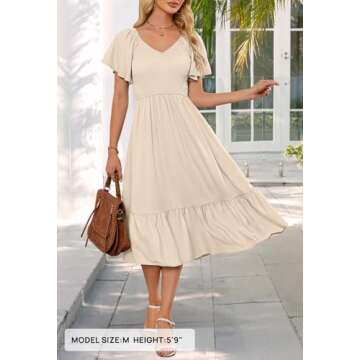 MEROKEETY Summer Flutter Midi Dress for Women