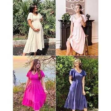 MEROKEETY Summer Flutter Midi Dress for Women