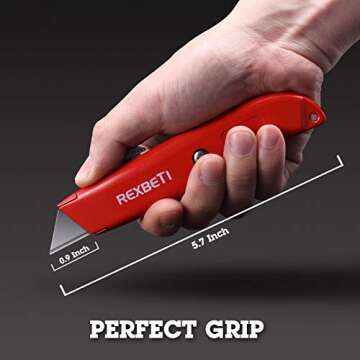 REXBETI 4-Pack Utility Knife, Heavy Duty Aluminum Shell Retractable Box Cutter for Cartons, Cardboar...