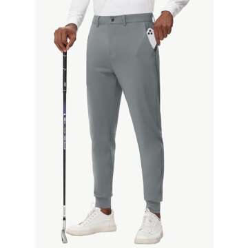 MIVEI Men's Golf Joggers Pants Belt Loops Slim Fit Stretchy Sweatpants Work Travel Dress Casual Tapered Pants Quick Dry UPF50