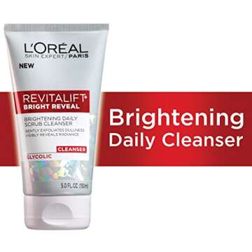 L'Oreal Paris Skincare Revitalift Bright Reveal Facial Cleanser with Glycolic Acid, Anti-Aging Daily...