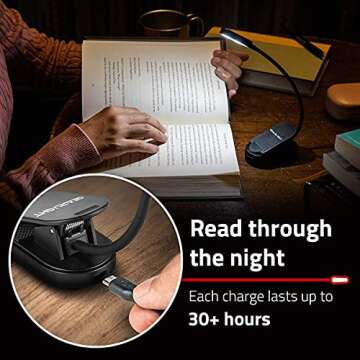 GearLight Rechargeable Book Light for Reading in Bed - 2 Pack Adjustable LED Clip-on Lamp with 3 Light Modes - Rechargeable, Flexible Neck Reading Light for Books, Laptops, and More