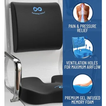 Everlasting Comfort Memory Foam Seat Cushion for Back Pain Relief
