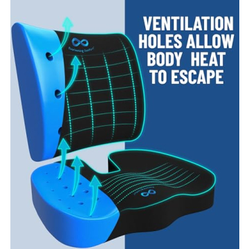 Everlasting Comfort Memory Foam Seat Cushion for Back Pain Relief
