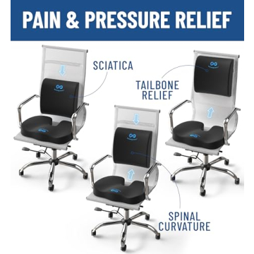 Everlasting Comfort Memory Foam Seat Cushion for Back Pain Relief