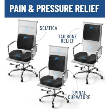 Everlasting Comfort Memory Foam Seat Cushion for Back Pain Relief