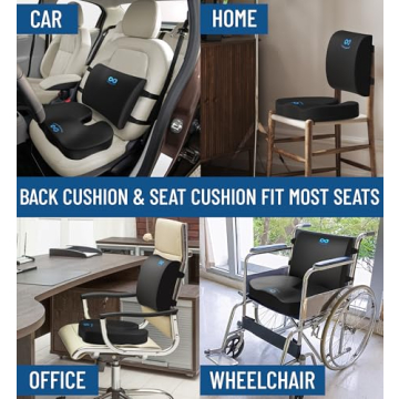 Everlasting Comfort Memory Foam Seat Cushion for Back Pain Relief