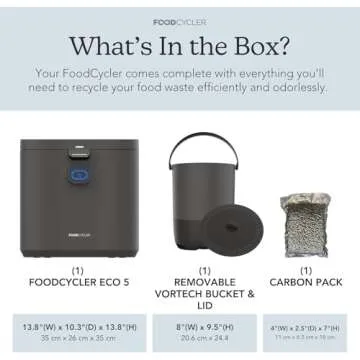 FoodCycler Eco 5 - Award-Winning Home Food Processor and Recycler - Kitchen Countertop Compost Alternative - Electric Food Waste Disposer - Odorless Food Waste Bin - 5L Bucket Capacity (Grey)