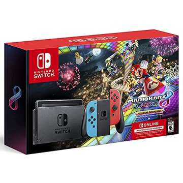 Ultimate Nintendo Switch Mario Kart 8 Deluxe Bundle with 3-Month Membership and 128GB MicroSD