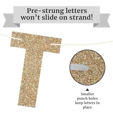 Pre-strung Congrats Grad Banner - No DIY - Gold Glitter Graduation Party Banner - Pre-strung Garland on 8 ft Strand - Gold Grad Congrats Class of 2025 Party Decorations & Decor. Did We Mention No DIY
