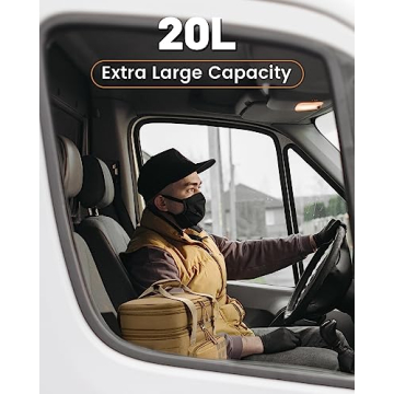 RalChyez Tactical Lunch Bag, 20L Large Heavy Duty Double Deck Insulated Lunch Box Leakproof Expandable Tote Cooler with Shoulder Strap for Adult Men Women Work Fishing Picnic Travel Tan