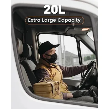 RalChyez Tactical Lunch Bag, 20L Large Heavy Duty Double Deck Insulated Lunch Box Leakproof Expandable Tote Cooler with Shoulder Strap for Adult Men Women Work Fishing Picnic Travel Tan