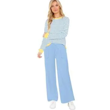 ETCYY NEW Lounge Sets for Women 2 Piece Outfits with Side Split Sweatshirt Tops and Wide Leg Sweatpants