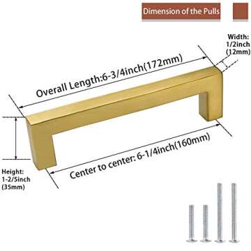goldenwarm Cabinet Handles Gold Kitchen Cabinet Pulls-LSJ12GD160 Brushed Brass Cabinet Handles Bathr...