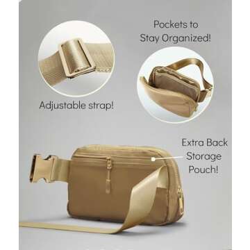 YOSHUYUKI Mini Everywhere Belt Bag Lulu Dupes | Crossbody Bags Fanny Packs for Women Fashionable Trendy Cute Small Size Cross Body Purse | Fashion Waist Pack Chest Bag | Bum Side Hip Bag Chestnut