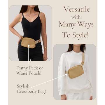 YOSHUYUKI Mini Everywhere Belt Bag Lulu Dupes | Crossbody Bags Fanny Packs for Women Fashionable Trendy Cute Small Size Cross Body Purse | Fashion Waist Pack Chest Bag | Bum Side Hip Bag Chestnut