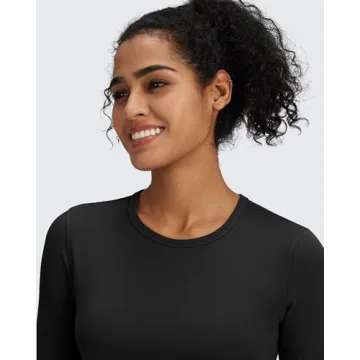 G4Free Long Sleeve Shirts for Women Slim Athletic Workout Tops Gym Yoga Wicking Base Layer High Neck Cropped Undershirt (Black,XS)