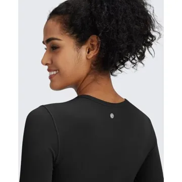 G4Free Long Sleeve Shirts for Women Slim Athletic Workout Tops Gym Yoga Wicking Base Layer High Neck Cropped Undershirt (Black,XS)
