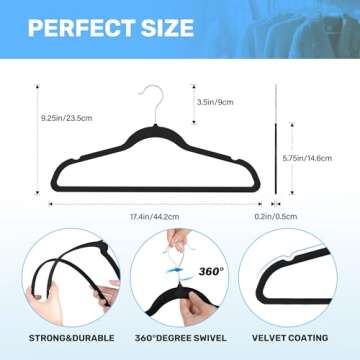 Simple Deluxe Velvet Hangers 30 Pack, Heavy Duty Coat Suit Hangers for Closet Space Saving, Non-Slip...