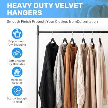 Simple Deluxe Velvet Hangers 30 Pack, Heavy Duty Coat Suit Hangers for Closet Space Saving, Non-Slip Clothes Hangers with Shoulder Notches, 360° Swivel Hooks, Black