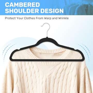 Simple Deluxe Velvet Hangers 30 Pack, Heavy Duty Coat Suit Hangers for Closet Space Saving, Non-Slip Clothes Hangers with Shoulder Notches, 360° Swivel Hooks, Black