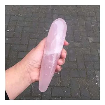 SAIYI Decorative Ornaments 18CM Natural Rose Quartz Crystal Massage Yoni Wand for Woman Health OR Gift