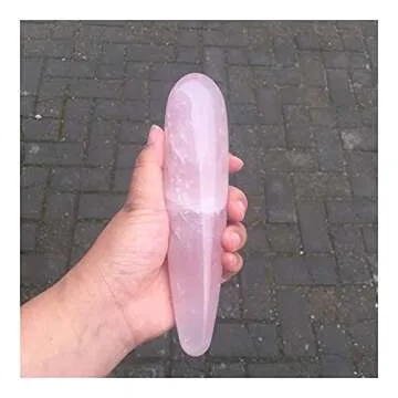SAIYI Decorative Ornaments 18CM Natural Rose Quartz Crystal Massage Yoni Wand for Woman Health OR Gift