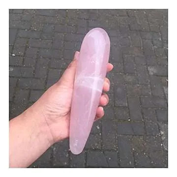 SAIYI Decorative Ornaments 18CM Natural Rose Quartz Crystal Massage Yoni Wand for Woman Health OR Gift