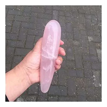 SAIYI Decorative Ornaments 18CM Natural Rose Quartz Crystal Massage Yoni Wand for Woman Health OR Gift
