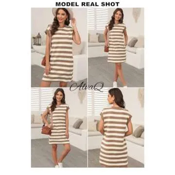 AlvaQ Stylish Colorblock Summer Dress with Pockets