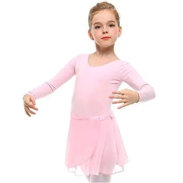 Stelle Girls Long Sleeve Dance Active Dress Ballet Leotard Combo with Dance Skirt and Dance Tight (B...