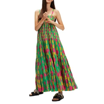 Women Y2k Boho Maxi Dress Vintage Floral Tie Shoulder Strap Sleeveless A Line Long Dress Summer Beac...