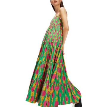 Women Y2k Boho Maxi Dress Vintage Floral Tie Shoulder Strap Sleeveless A Line Long Dress Summer Beach Flowy Dresses