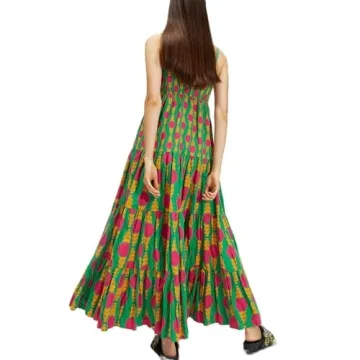 Women Y2k Boho Maxi Dress Vintage Floral Tie Shoulder Strap Sleeveless A Line Long Dress Summer Beach Flowy Dresses