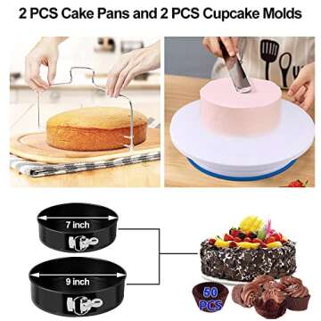Cake Decorating Kit 436 PCS Baking Supplies Set Tools with Electric Hand Mixer Mixing Pan Cake Mold, Cake Rotating Turntable, Muffin and Cupcake Pans for Beginners and Cake Lovers Gift