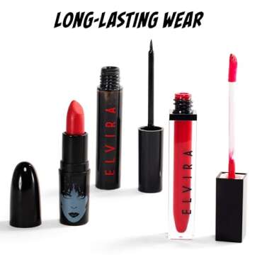 Rubies Officially Licensed Elvira Makeup Kit - Complete Makeup Set Eyeshadow Palette, Lipstick, Lip Gloss, Black Eyeliner, Blush, Makeup Bag, Premium Halloween Make Up for Adults Costume Makeup Kit