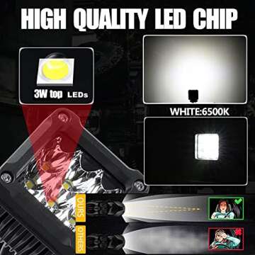 Adzoon Motorcycle Fog Lights, 2'' Inch 27W Spot Mini Cube Work Driving Pod Lights for Offroad Trucks ATV UTV SUV 4x4 Pick Up Car Boat