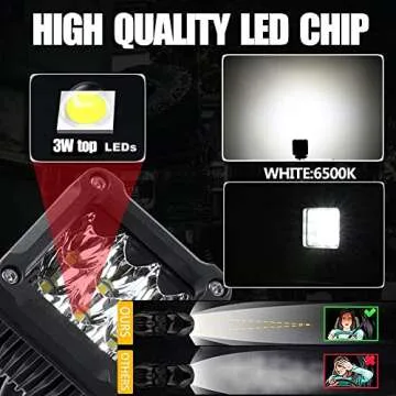 Adzoon Motorcycle Fog Lights, 2'' Inch 27W Spot Mini Cube Work Driving Pod Lights for Offroad Trucks ATV UTV SUV 4x4 Pick Up Car Boat