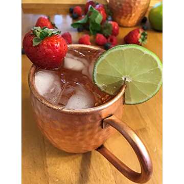 COPPure Moscow Mule Copper Mugs Set of 2 - Pure 100% Solid Hammered, Unlined Copper Cups For Icy Col...