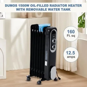 Dumos 1500W Oil Filled Radiator Heater for Indoor Comfort