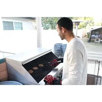 J H Heat Resistant Oven Glove:EN407 Certified 932 °F, 2 Layers Silicone Coating, Oven Mitts for Cooking, Kitchen, Fireplace,Camping, Grilling, 1 Pair