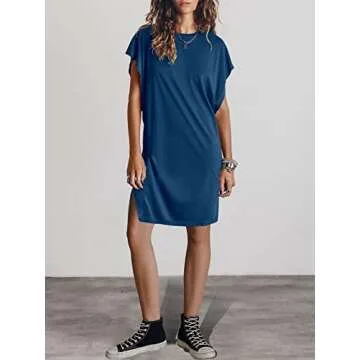 Stylish ANRABESS Summer T-Shirt Dress for Women – Blue