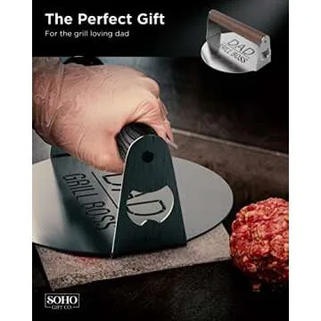 GALVANOX BBQ Press Gift for DAD - Stainless Steel Grill Tool